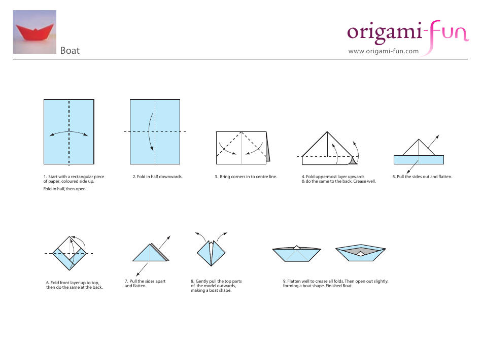 Paper Origami Boat Guide Download Printable PDF | Templateroller