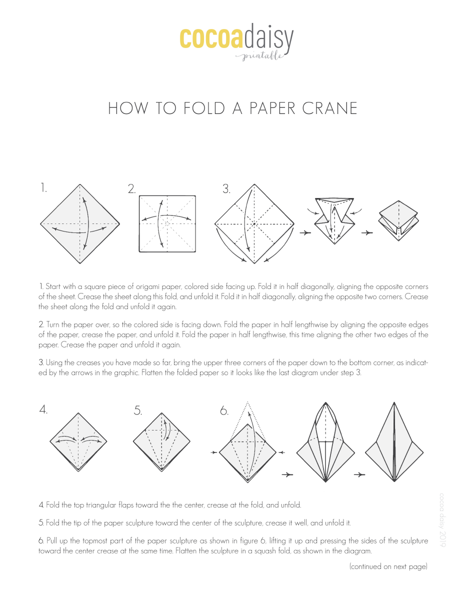 Origami Paper Crane Guide - Cocoa Daisy