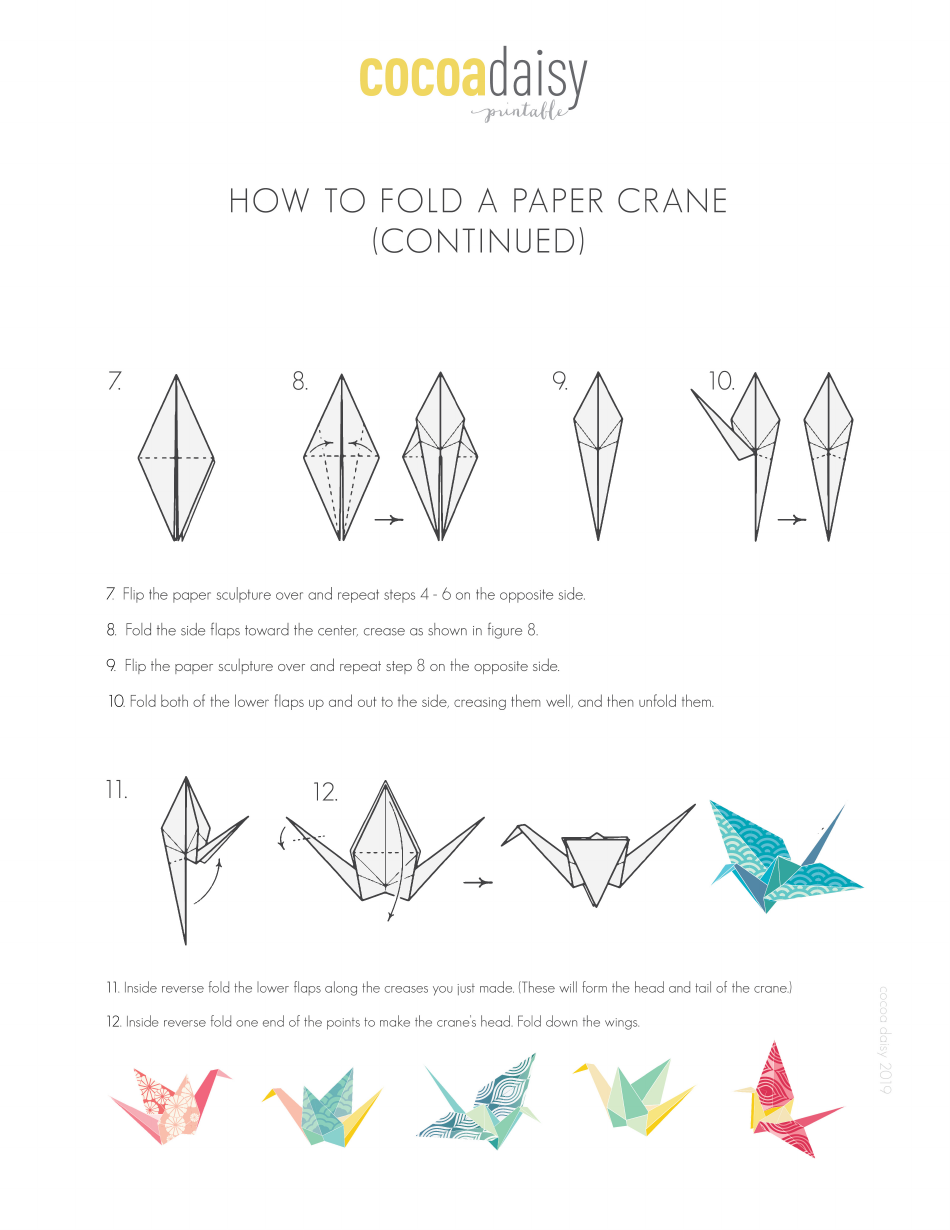 Origami Paper Crane Guide - Cocoa Daisy Download Printable PDF ...