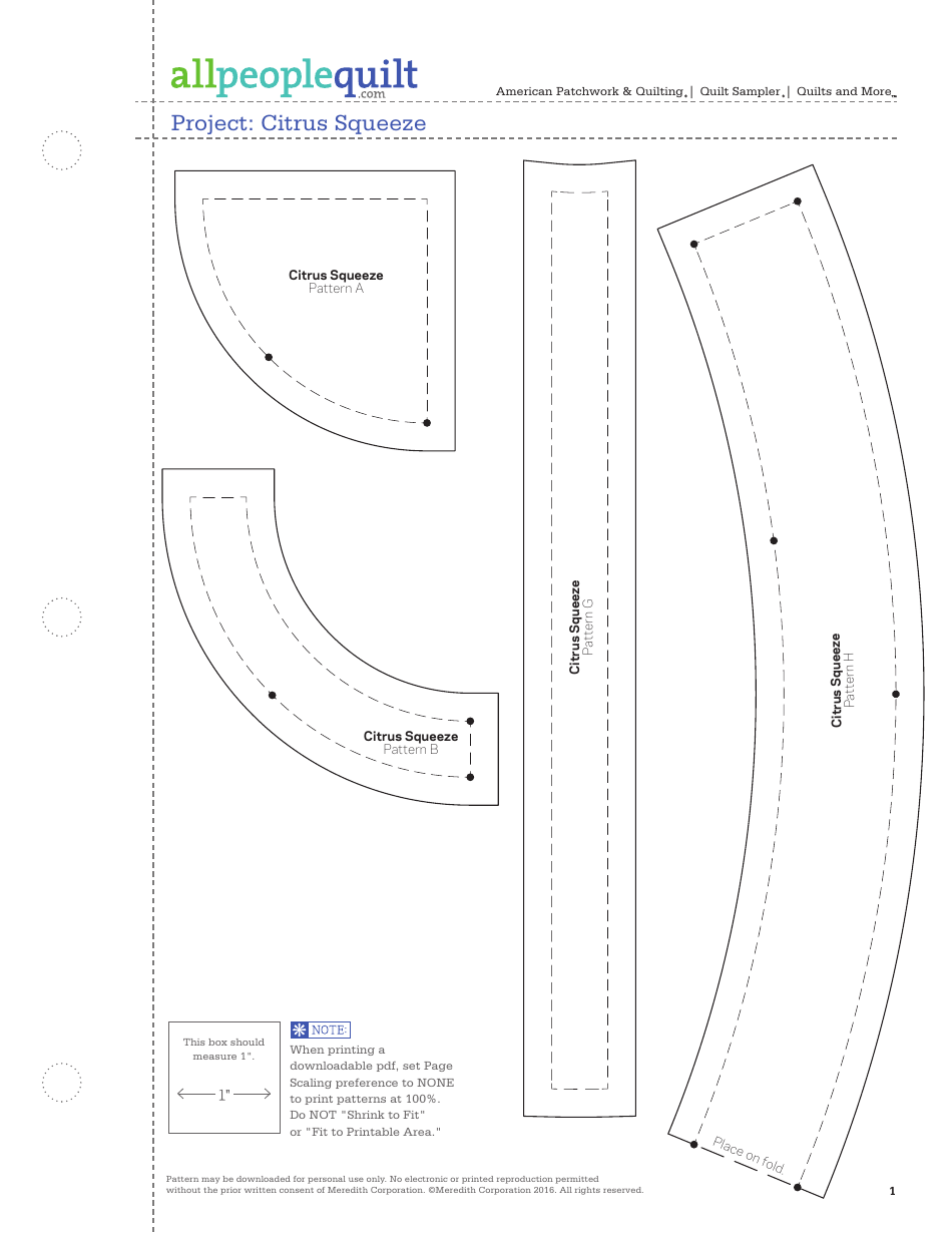 Citrus Squeeze Quilt Pattern Templates