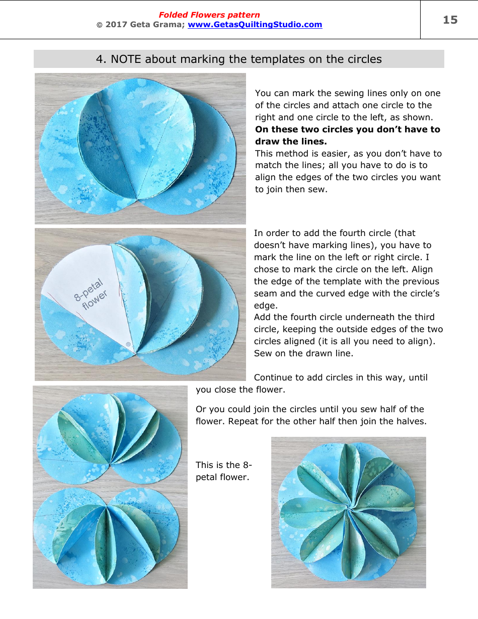 Folded Flowers Quilt Pattern Templates - Geta Grama, Page 15