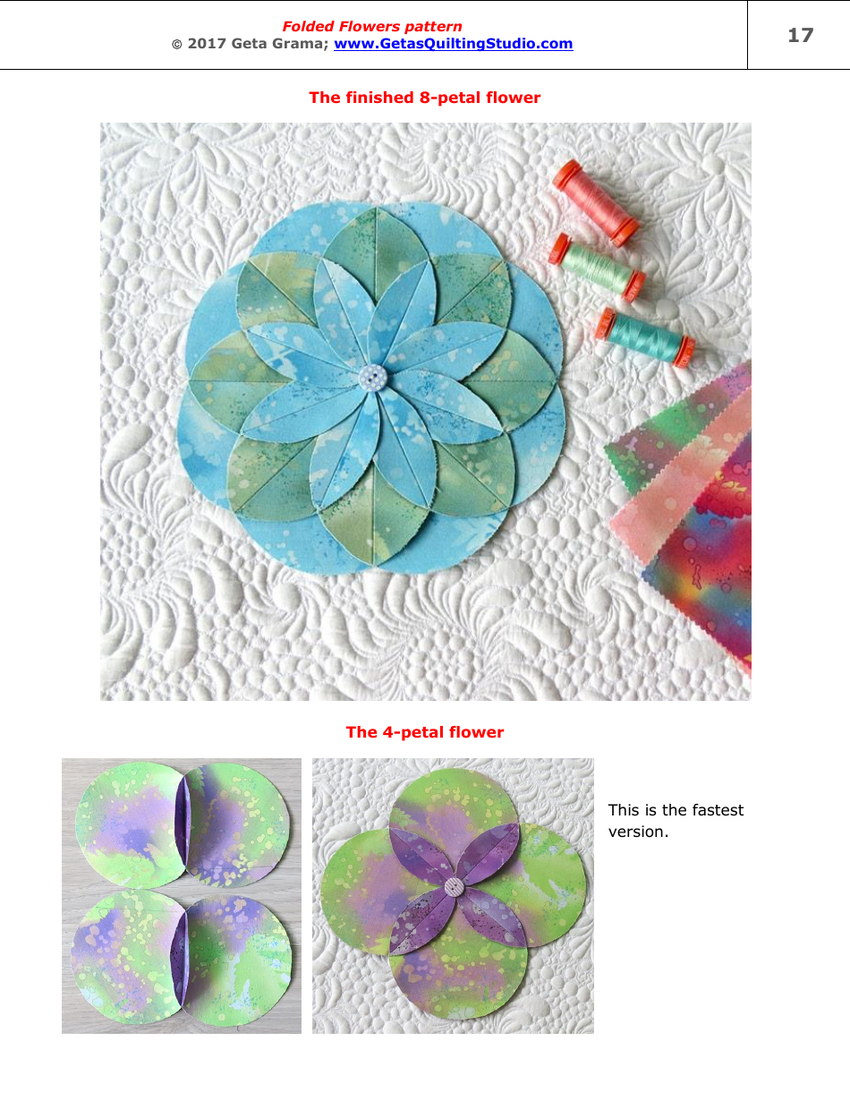 Folded Flowers Quilt Pattern Templates - Geta Grama, Page 17