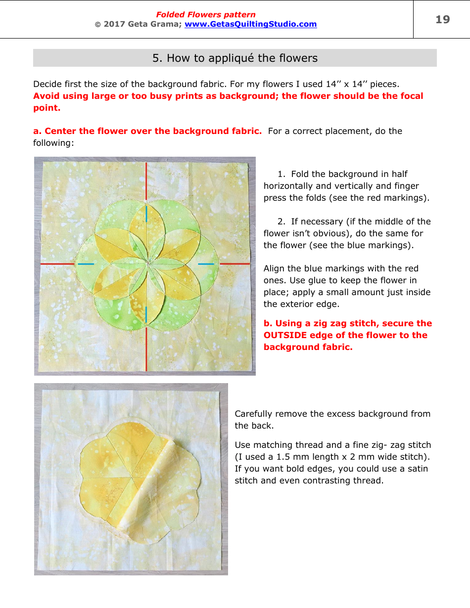 Folded Flowers Quilt Pattern Templates - Geta Grama, Page 19