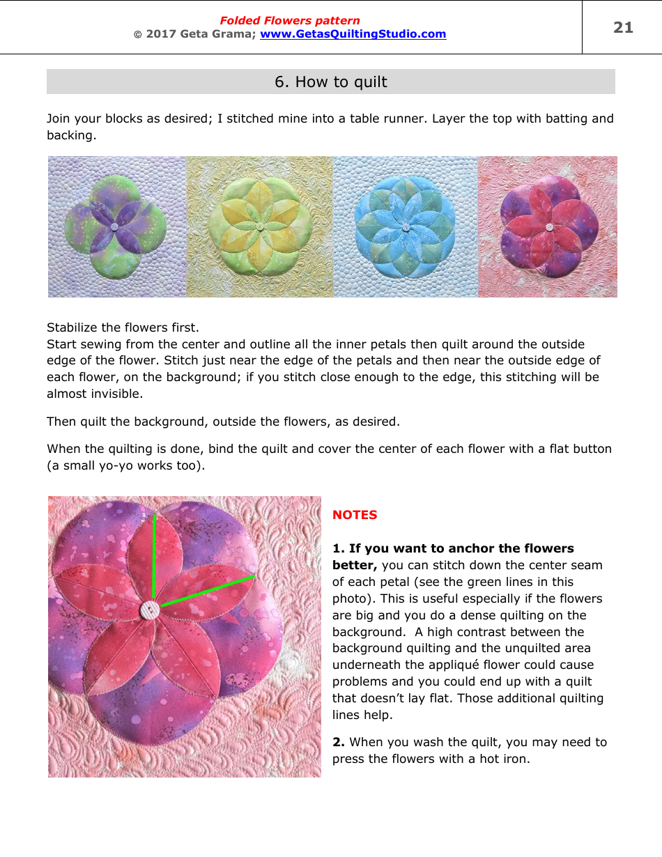 Folded Flowers Quilt Pattern Templates - Geta Grama, Page 21