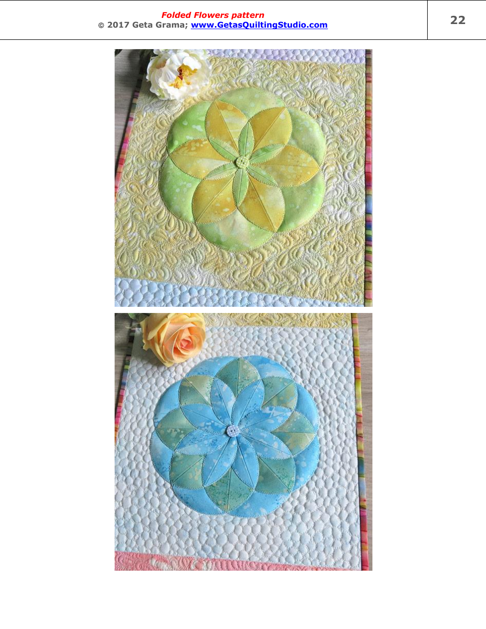 Folded Flowers Quilt Pattern Templates - Geta Grama, Page 22