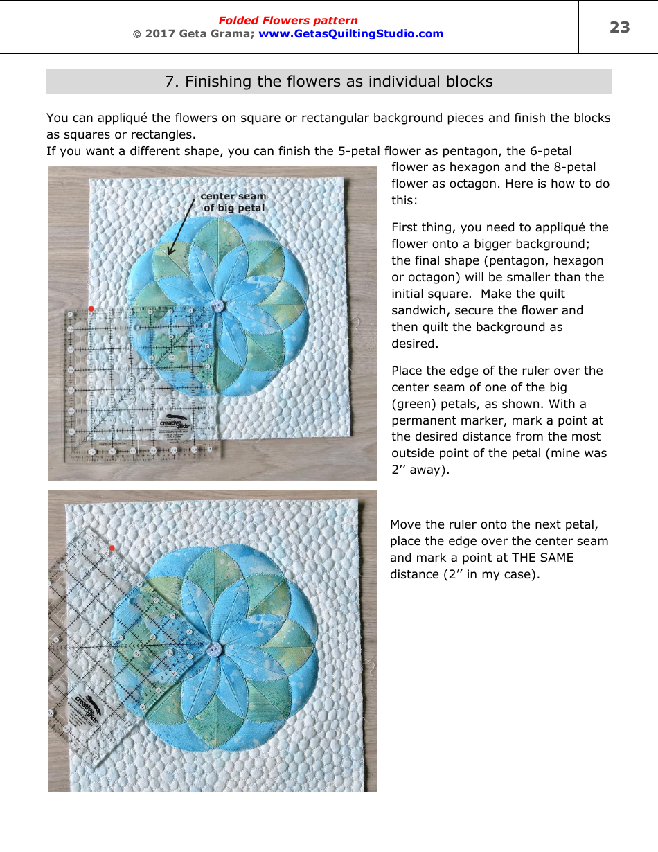 Folded Flowers Quilt Pattern Templates - Geta Grama, Page 23