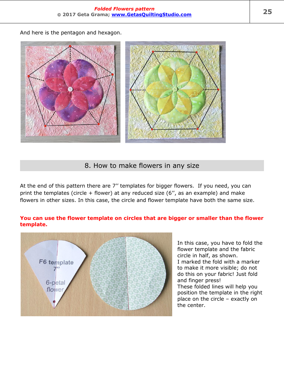 Folded Flowers Quilt Pattern Templates - Geta Grama, Page 25