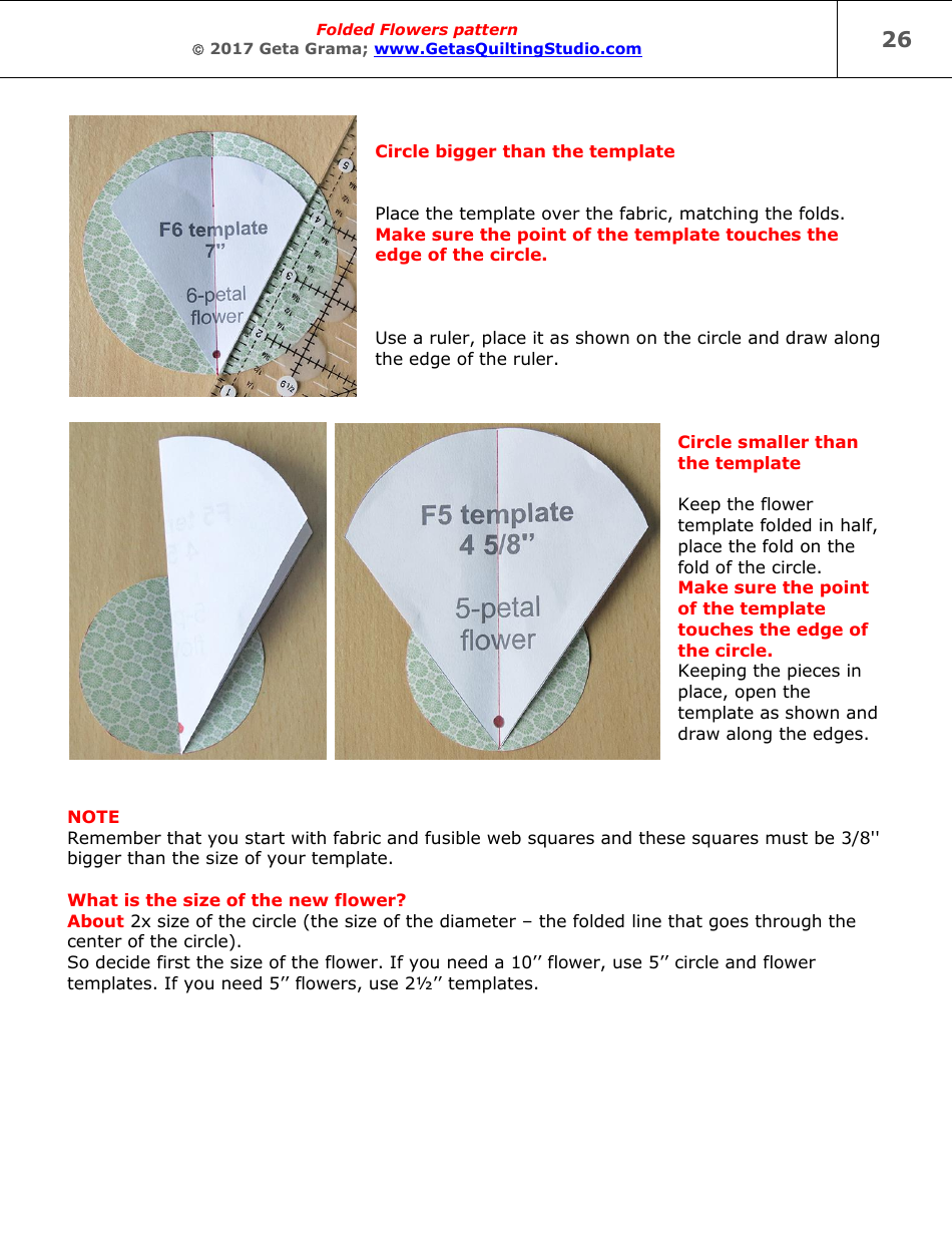 Folded Flowers Quilt Pattern Templates - Geta Grama, Page 26