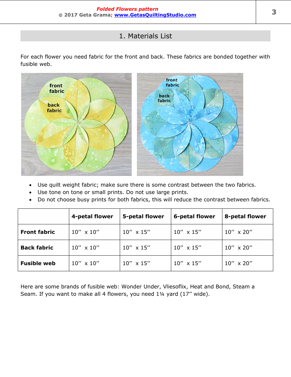Folded Flowers Quilt Pattern Templates - Geta Grama, Page 3
