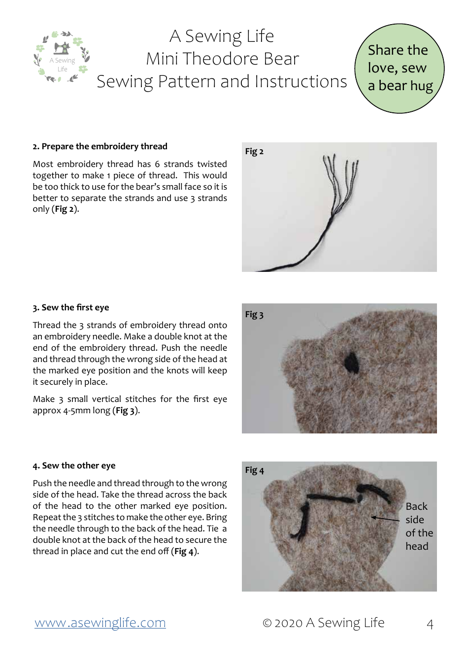 Mini Theodore Bear Sewing Pattern - a Sewing Life, Page 4