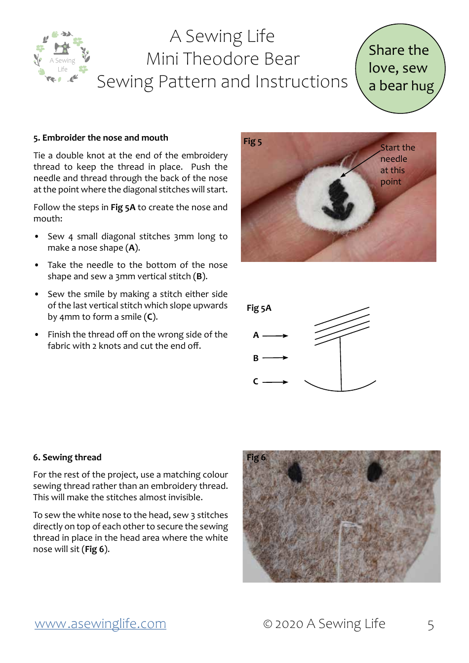 Mini Theodore Bear Sewing Pattern - a Sewing Life, Page 5