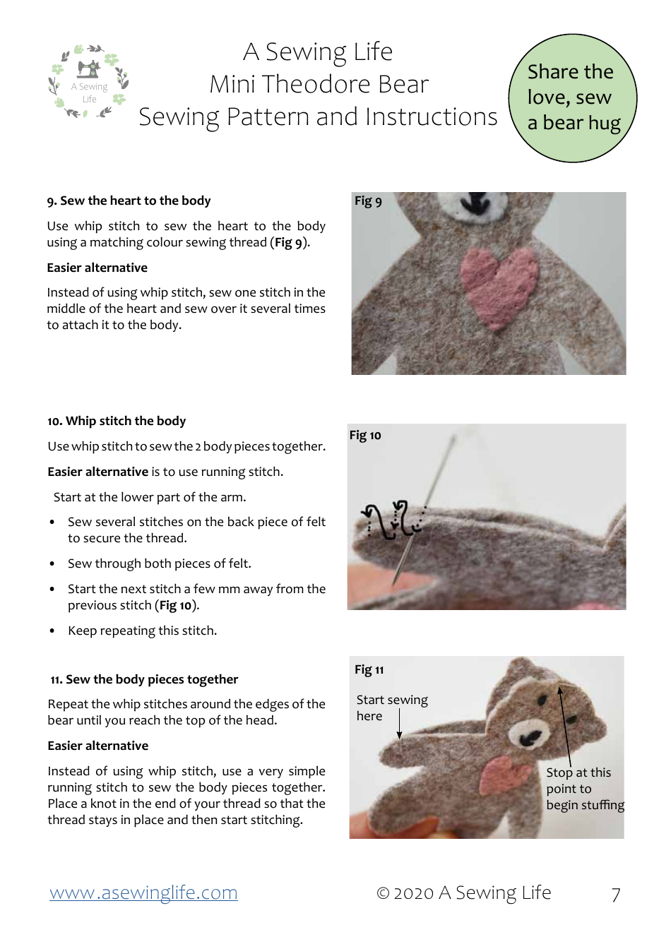 Mini Theodore Bear Sewing Pattern - a Sewing Life, Page 7