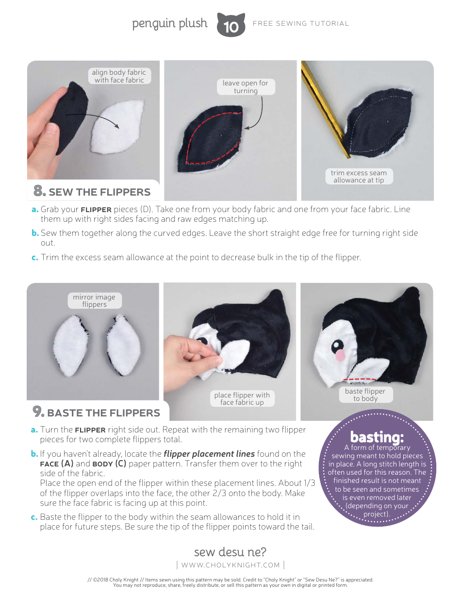 Penguin Plush Sewing Patterns - Choly Knight, Page 10