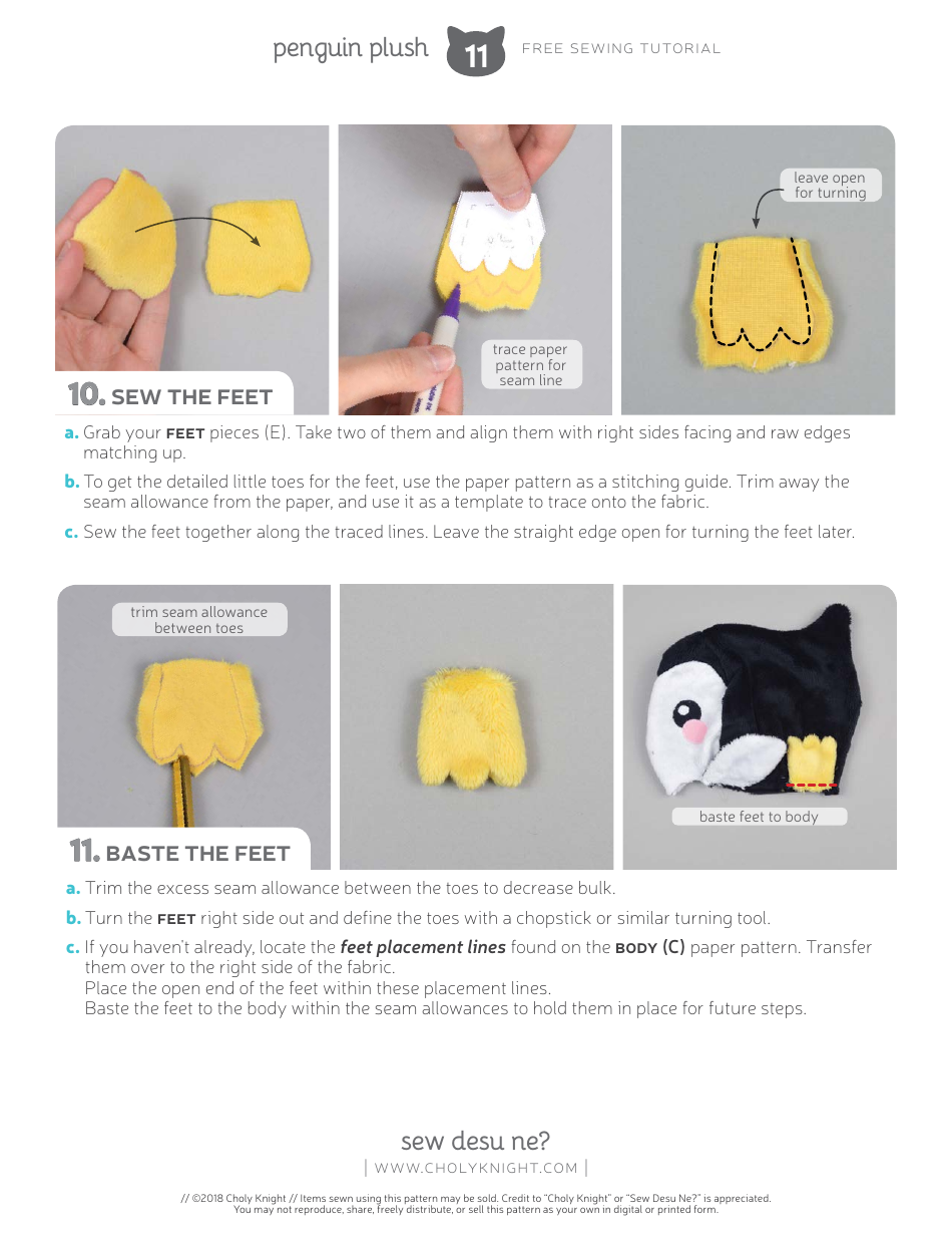 Penguin Plush Sewing Patterns - Choly Knight, Page 11
