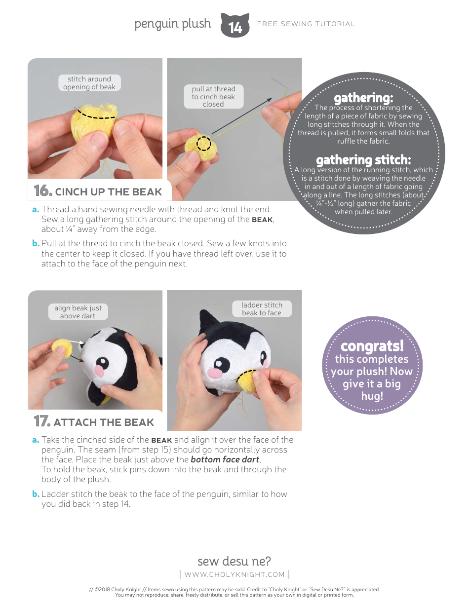 Penguin Plush Sewing Patterns - Choly Knight, Page 14