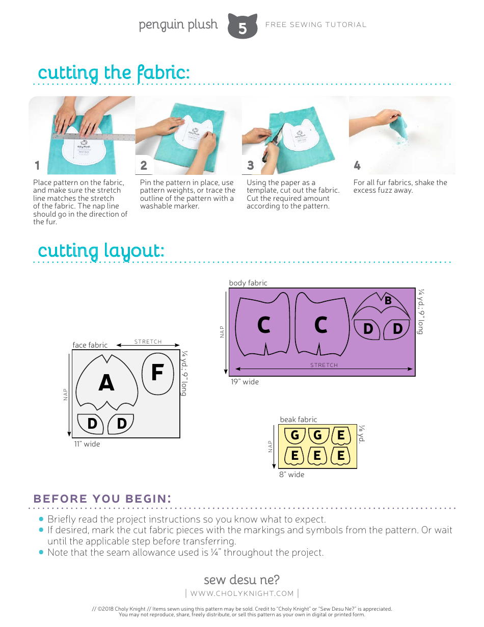 Penguin Plush Sewing Patterns - Choly Knight, Page 5