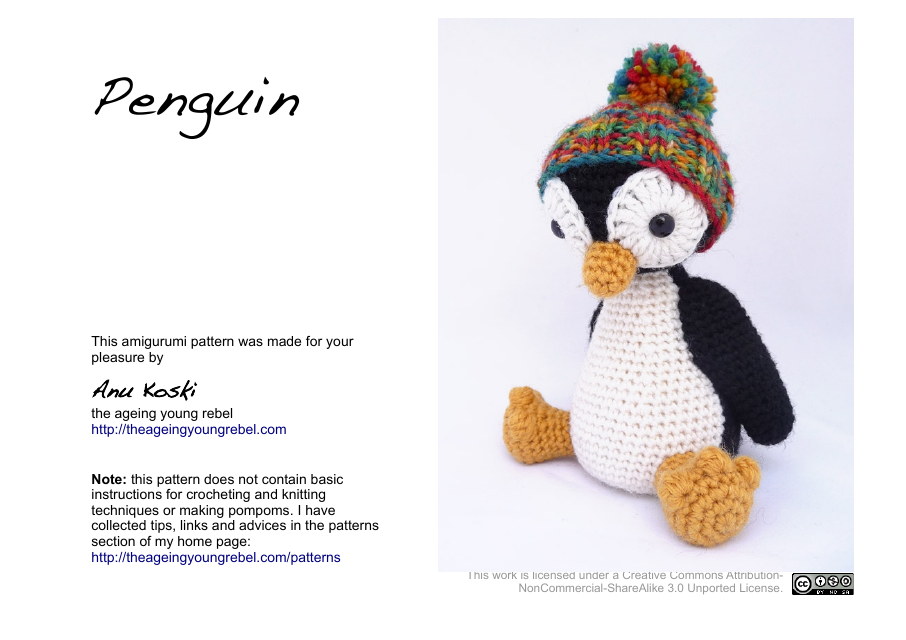 Knitted/Crocheted Penguin Pattern