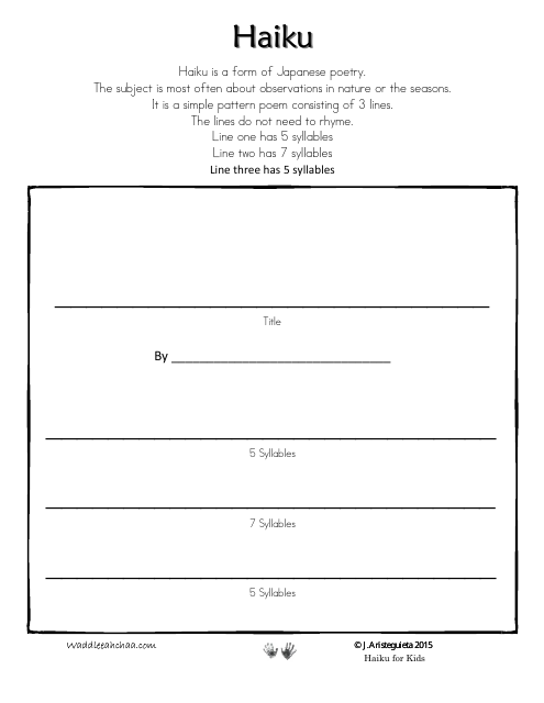 Haiku Sheet Template - J. Aristeguieta