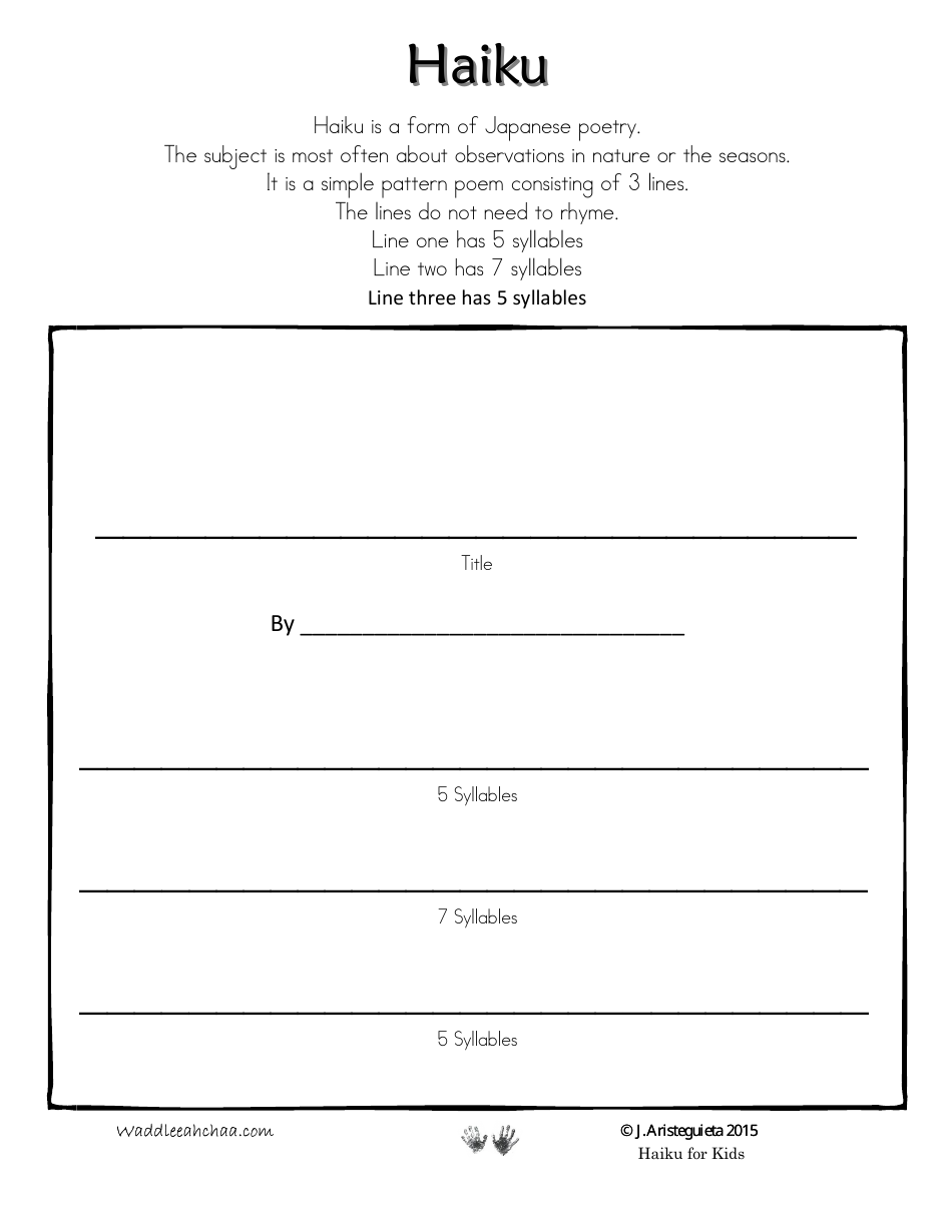 Haiku Sheet Template - J. Aristeguieta