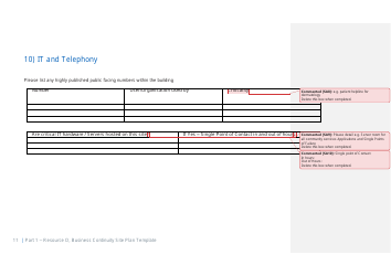 Part 1 Resource D, Site Business Continuity Plan Template - United Kingdom, Page 12