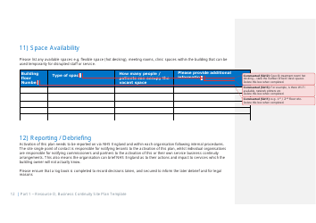 Part 1 Resource D, Site Business Continuity Plan Template - United Kingdom, Page 13