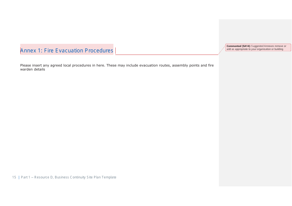 Part 1 Resource D, Site Business Continuity Plan Template - United Kingdom, Page 16