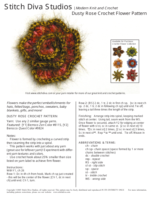 Dusty Rose Crochet Pattern Preview - Stitch Diva Studios