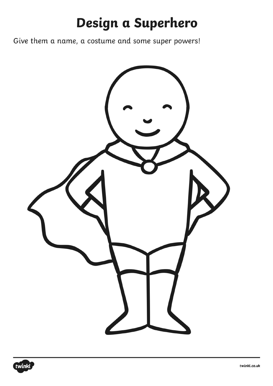 Superhero Blank Coloring Page