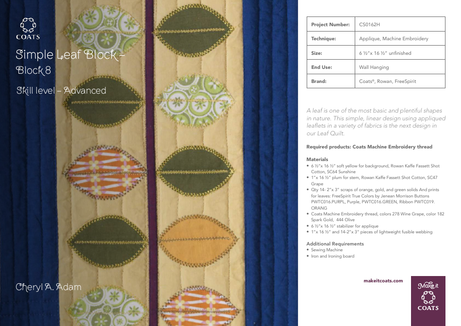 Simple Leaf Block Quilt Pattern Templates - Coats Plc Image Preview