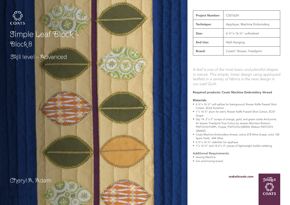 Simple Leaf Block Quilt Pattern Templates - Coats Plc Download ...