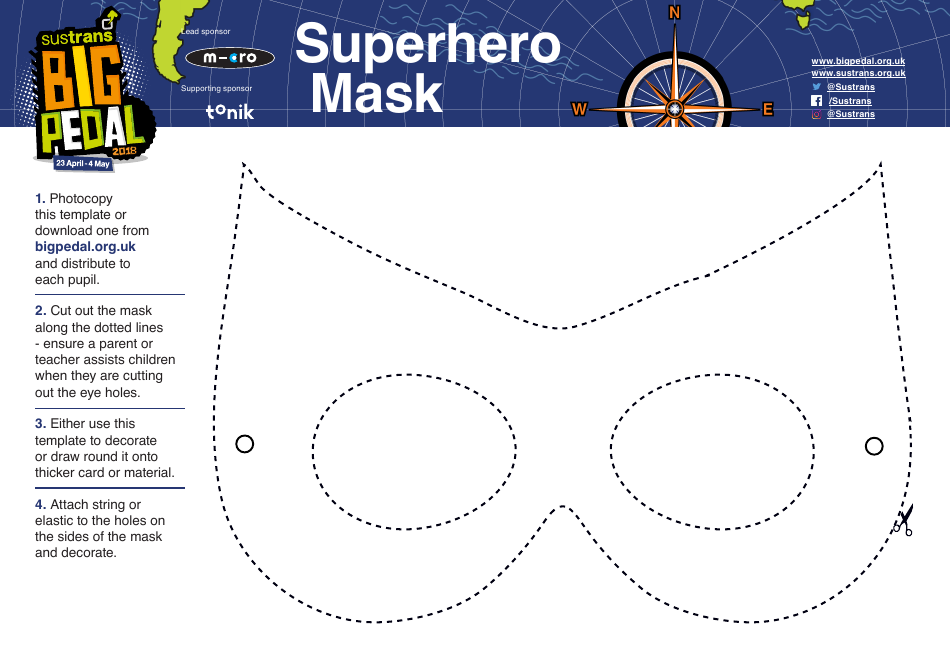 Blue superhero mask template