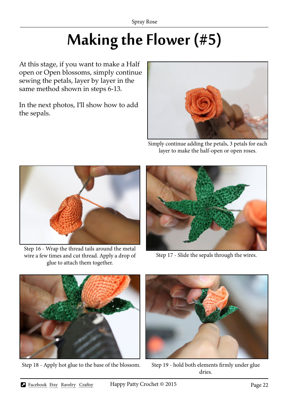 Spray Rose Crochet Pattern Templates - Happy Patty Crochet, Page 22