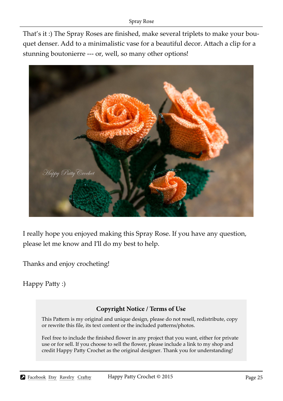 Spray Rose Crochet Pattern Templates - Happy Patty Crochet, Page 25