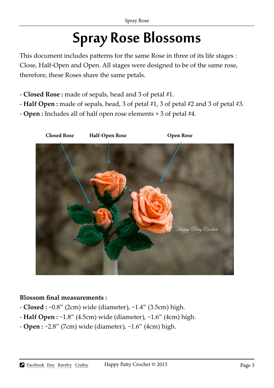 Spray Rose Crochet Pattern Templates - Happy Patty Crochet, Page 3