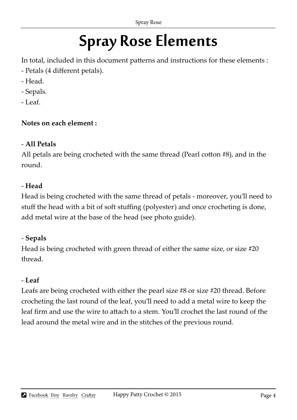 Spray Rose Crochet Pattern Templates - Happy Patty Crochet, Page 4