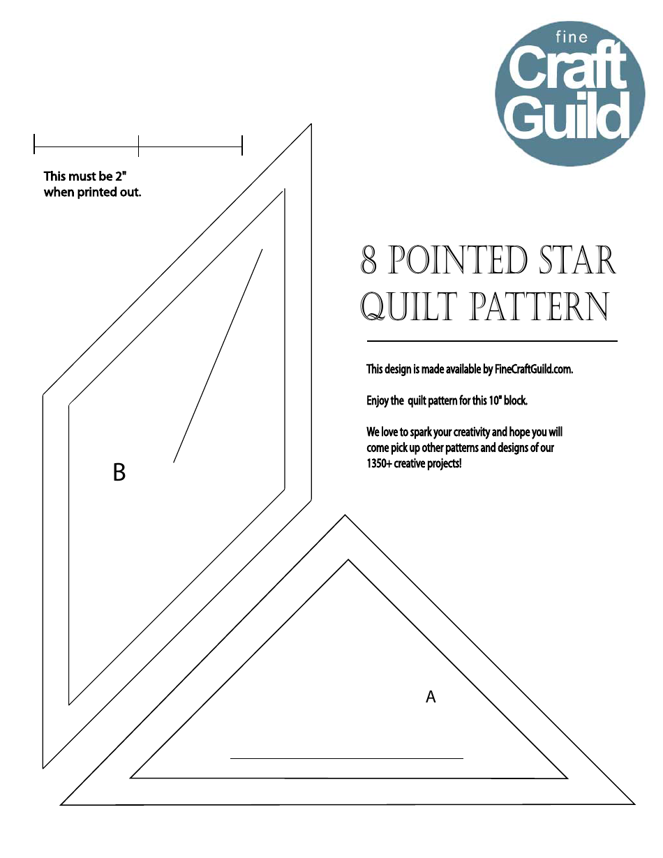 8 Pointed Star Quilt Pattern Template, Page 1