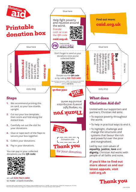 Printable Donation Box Template - Christian Aid