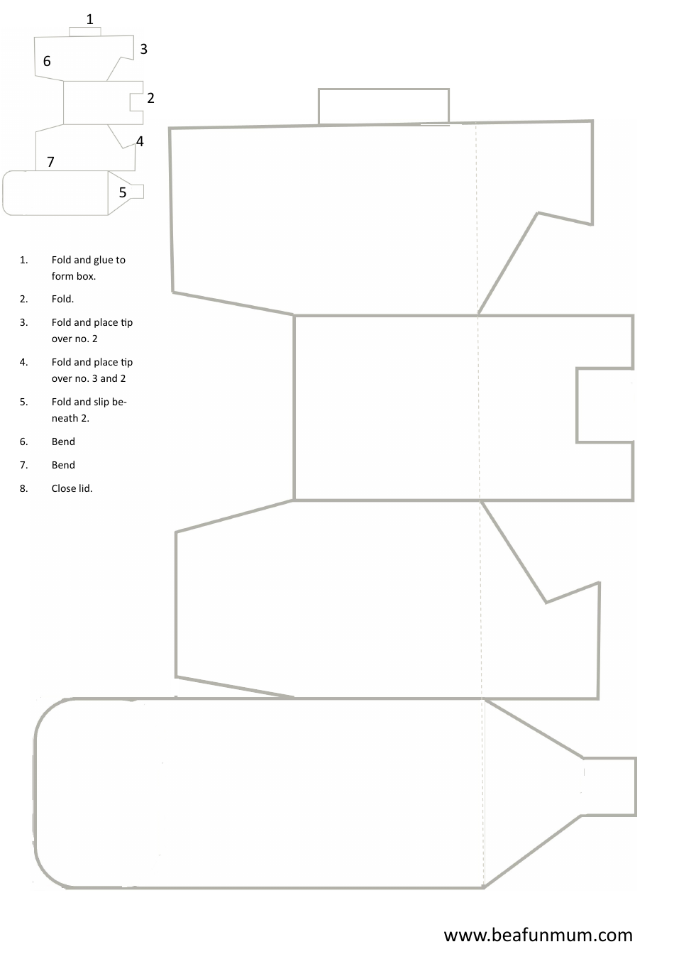 Paper Box Template - Eight Points Download Printable PDF | Templateroller