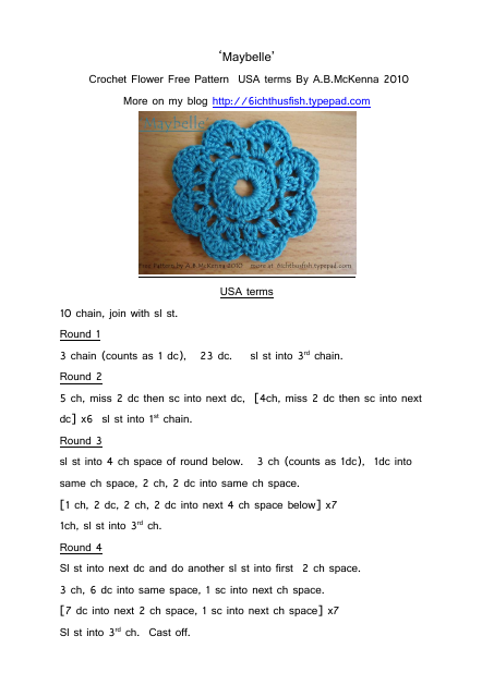 Crochet Flower Pattern - Free Printable Template