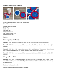Document preview: Patriotic Flower Coaster Crochet Pattern