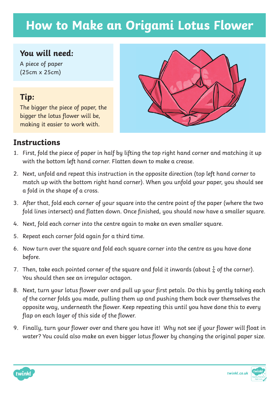 Origami Lotus Flower Guide, Page 1