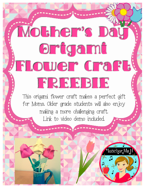Mother's Day Origami Flower Folding Pattern Preview