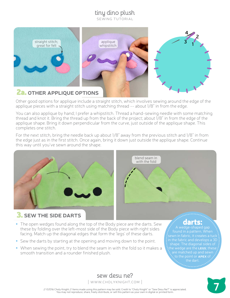 Tiny Dino Plush Sewing Templates - Choly Knight, Page 7
