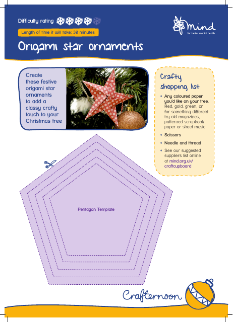 Origami Star Ornament Templates