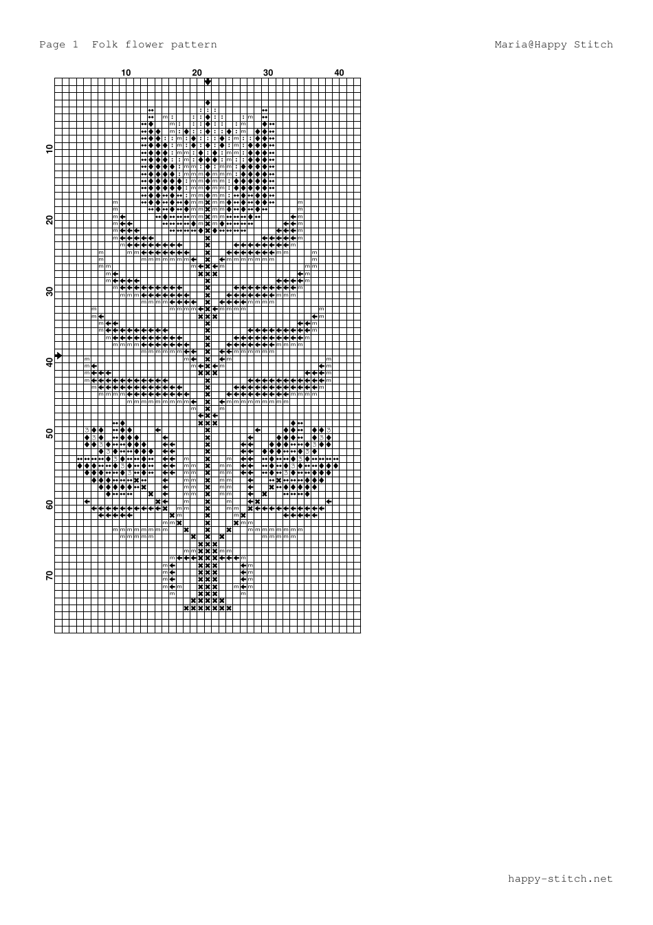 Folk Flower Stitching Pattern Download Printable PDF | Templateroller