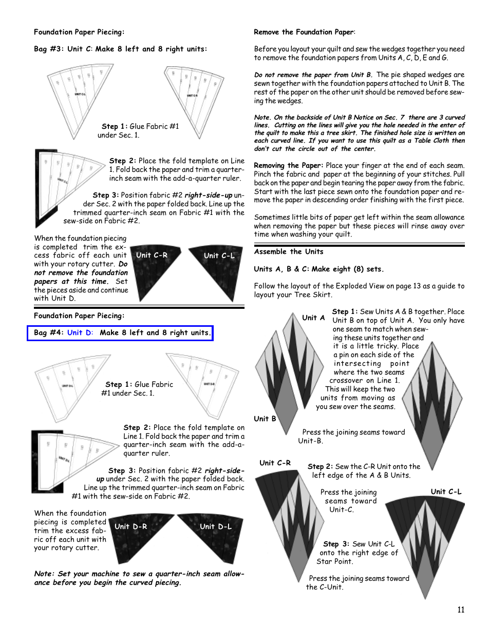 Christmas Celebration Tree Skirt Template Layout Sheet  Yardage Chart - Quiltworx, Page 4