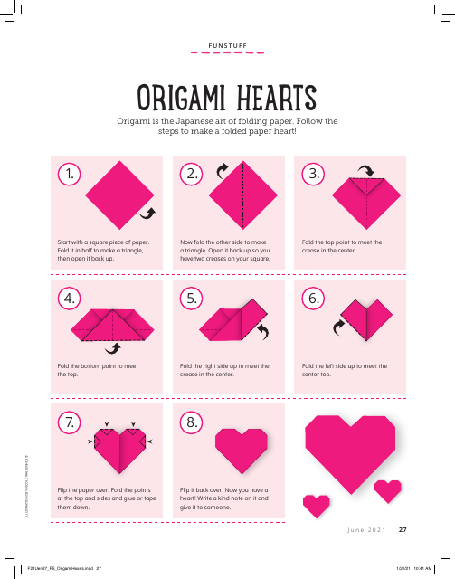 Pink Origami Paper Heart - Document Preview Image