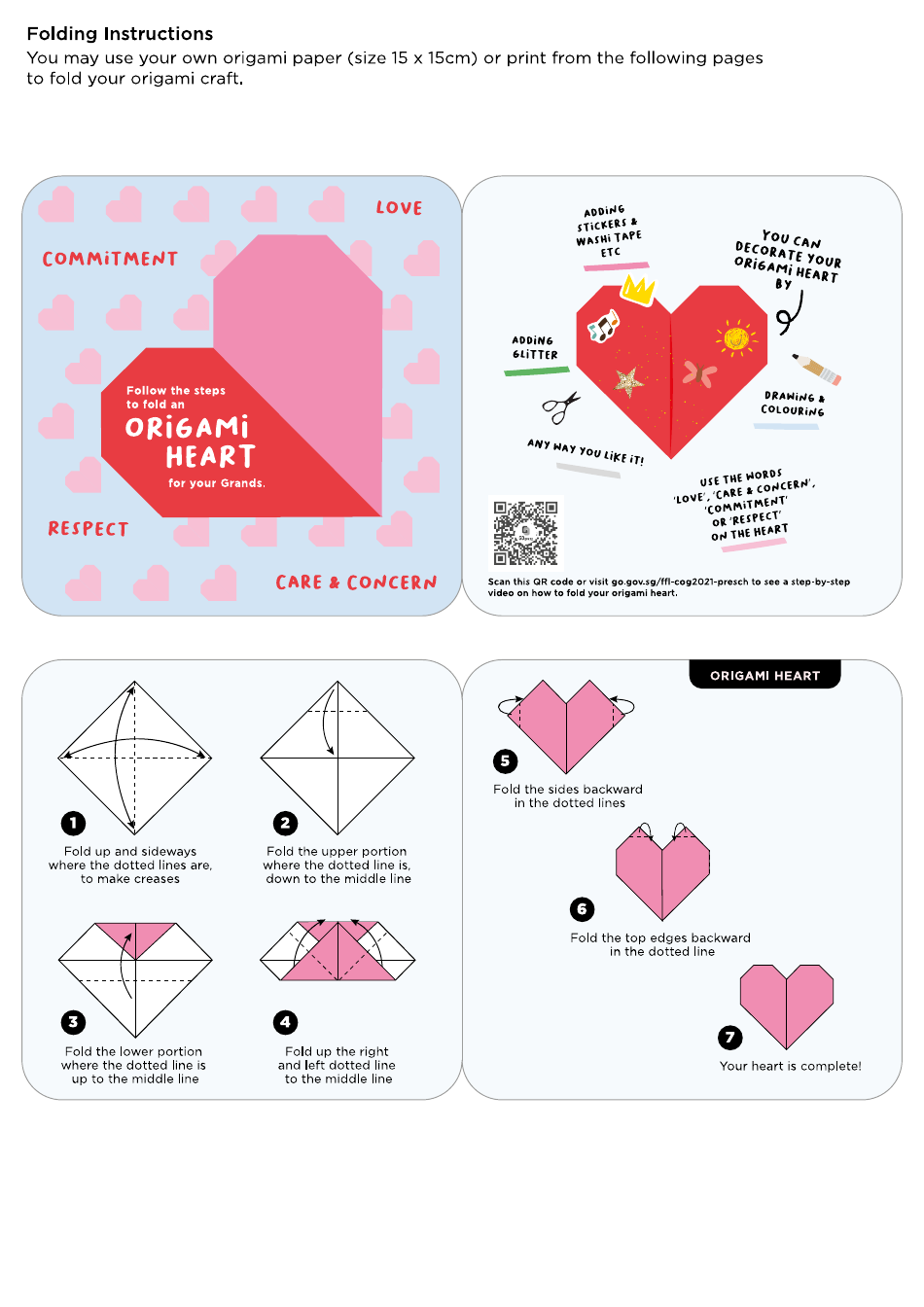 Origami Paper Heart Card Templates, Page 3