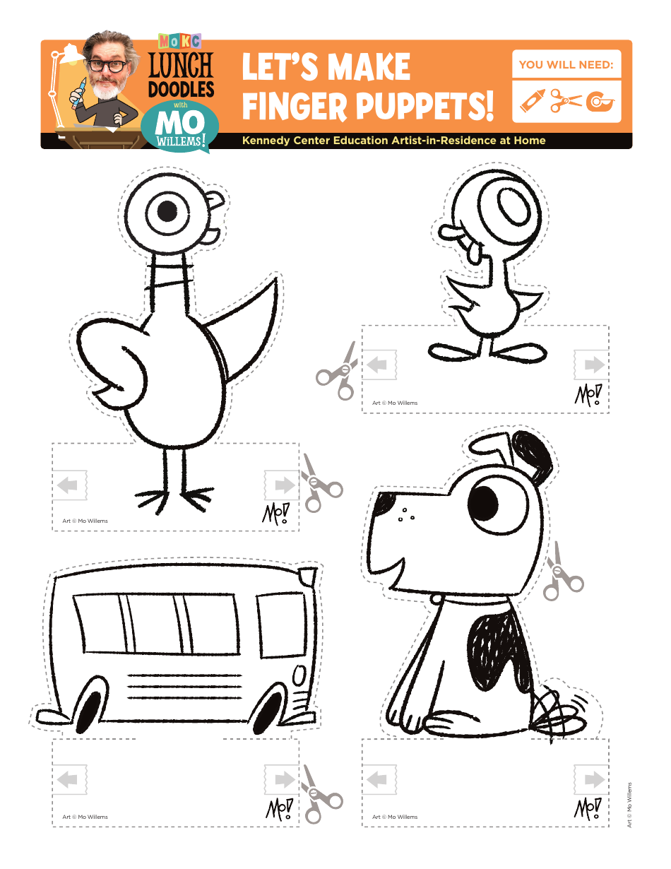 Mokc Finger Puppet Templates, Page 1