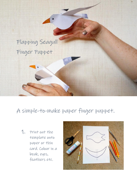 Flapping Seagull Finger Puppet Template - Free Download